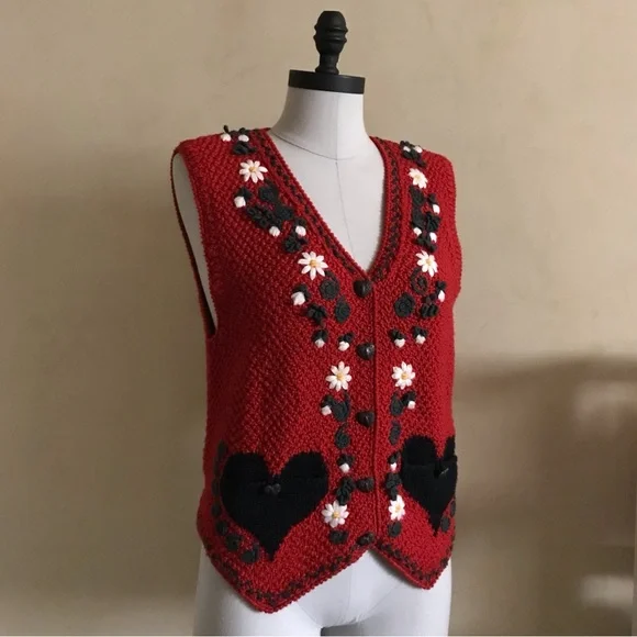 Vintage Obermeyer Embroidered Knit Vest - Picture 1 of 6